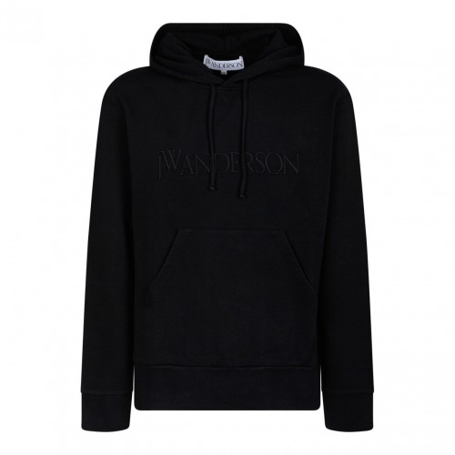 Black Logo Embroidered Hoodie