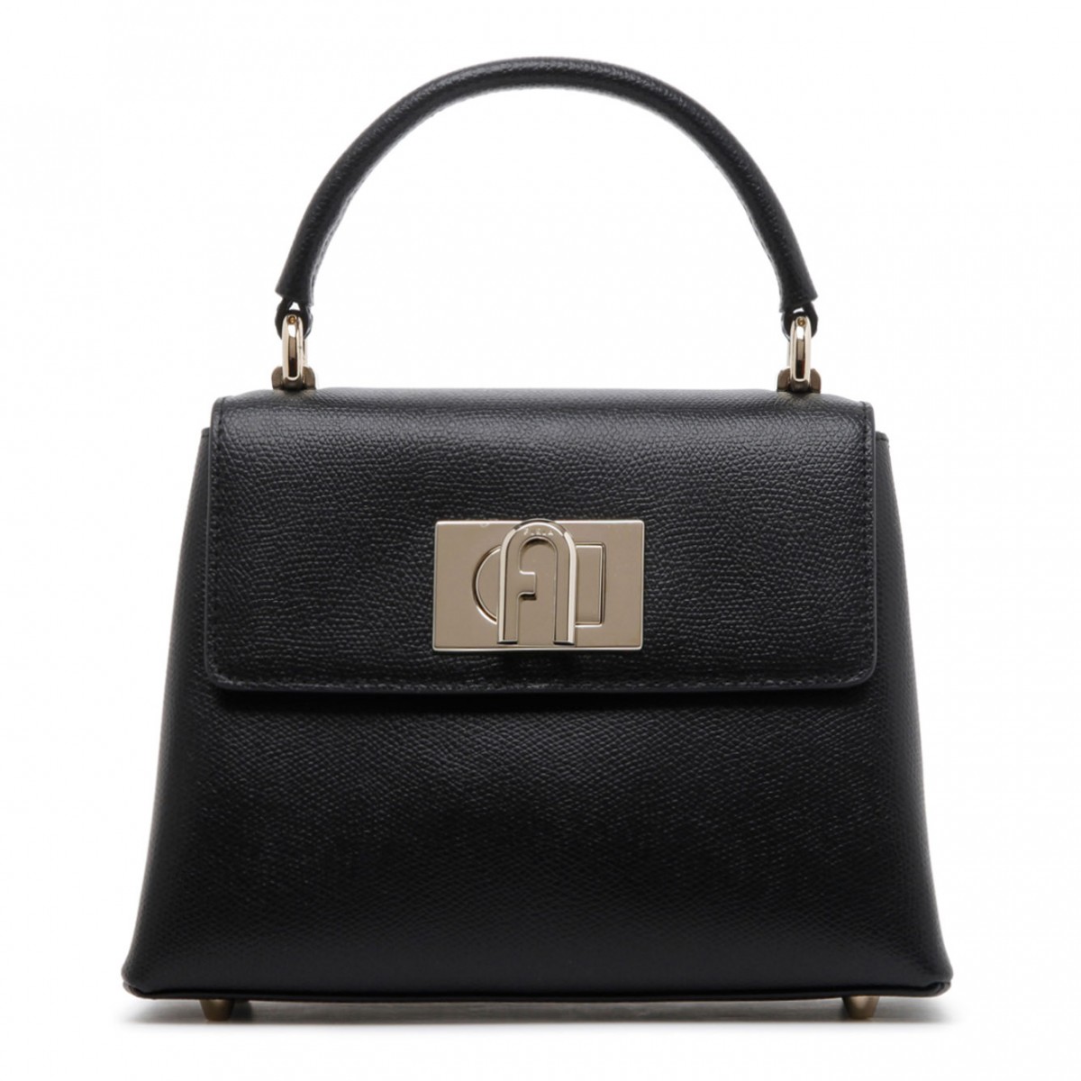 Black Leather 1927 Mini Top Handle Tote Bag