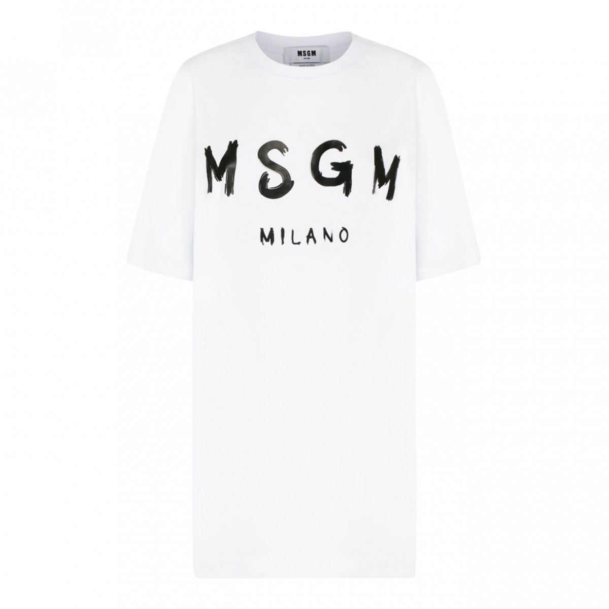 MSGM White Logo Print T-Shirt.