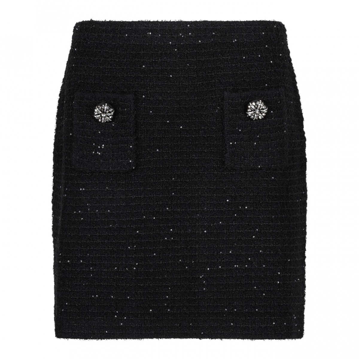 Black Texture Knit Mini Skirt