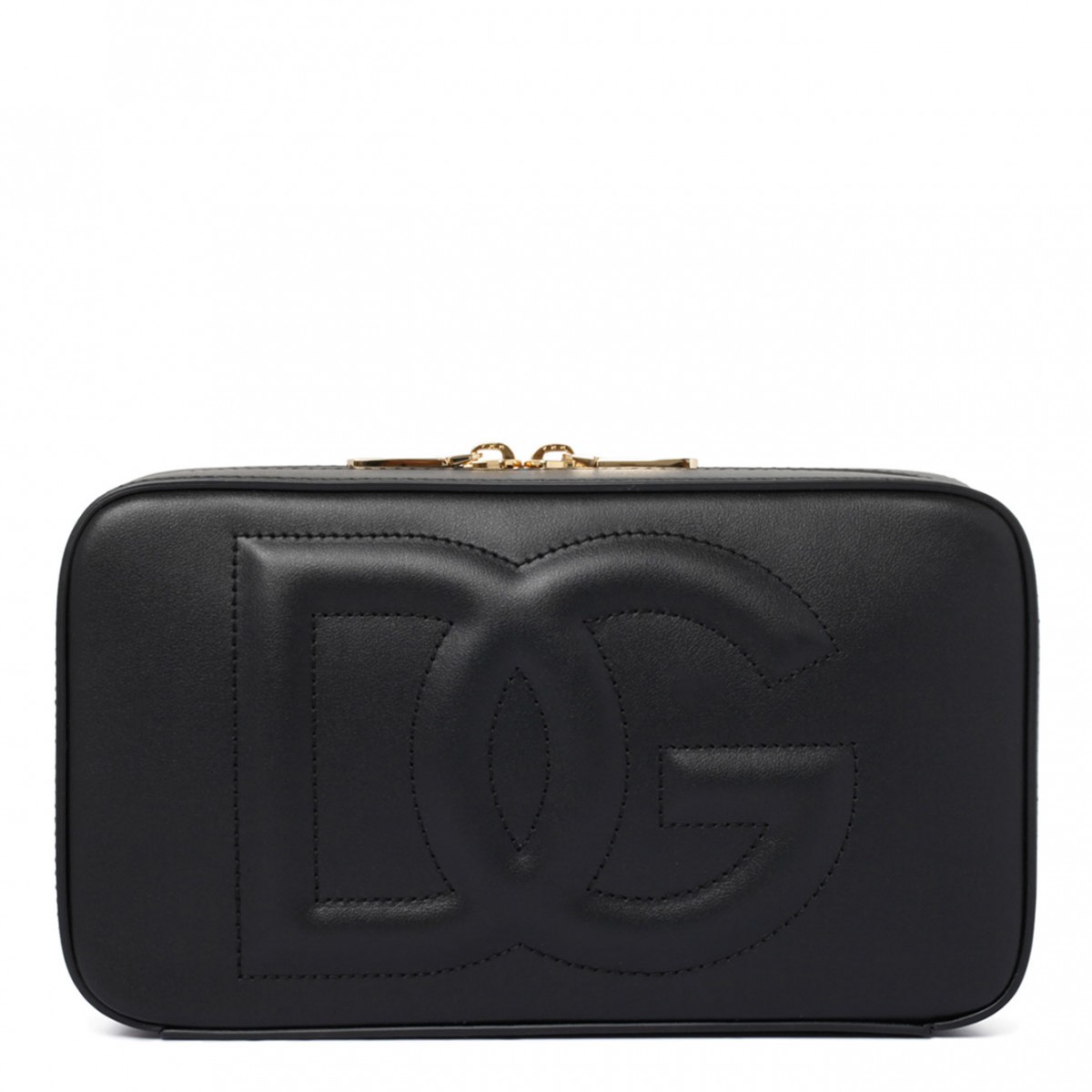 Black Logo Embossed Crossbody Bag