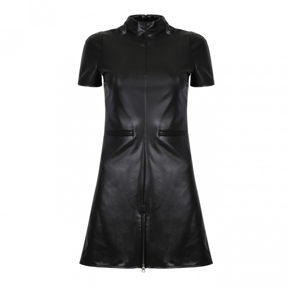 Black A-Line Leather Dress