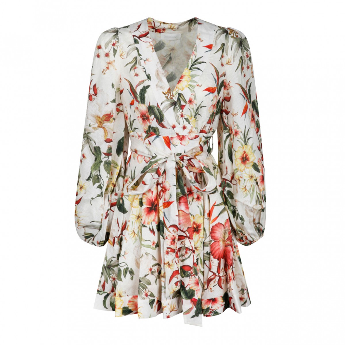 White and Multicolour Flora Pattern Dress