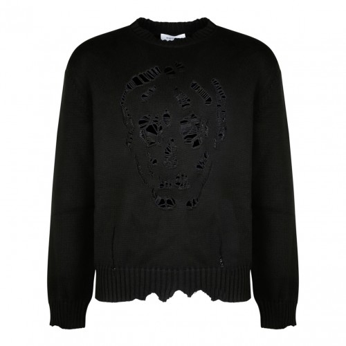 Black Skull Crew-Neck Jumper