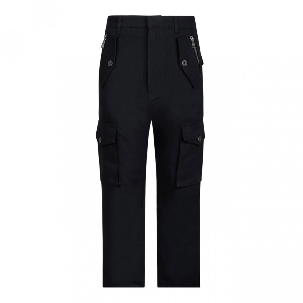 Black Cotton Cargo Trousers